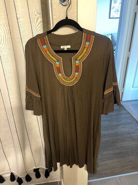 Green Embroidered Dress